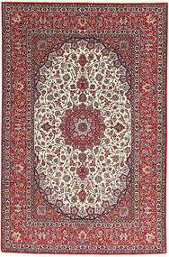 イスファハン 絹の縦糸 絨毯 155X240 ペルシャ ウール レッド/ベージュ 小