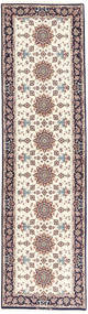  85X318 Isfahan Silkesvarp Hallmatta Beige/Röd Persien/Iran