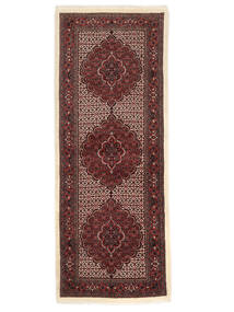 75X205 Bidjar Med Silke Orientalisk Hallmatta Svart/Mörkröd ( Persien/Iran) Carpetvista