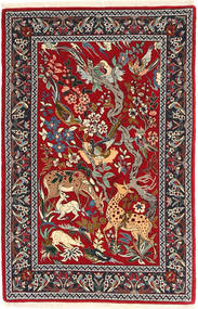 絨毯 ペルシャ イスファハン 絹の縦糸 70X110 (ウール, ペルシャ/イラン)