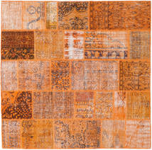 Patchwork Teppich 198X198 Quadratisch Orange/Braun Wolle, Türkei Carpetvista