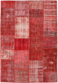 Patchwork Rug 158X228 Red Wool, Turkey Carpetvista