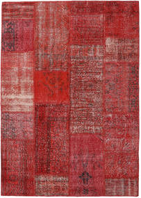 161X227 Patchwork Teppich Moderner Rot (Wolle, Türkei) Carpetvista