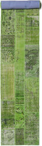  Patchwork Tapete 81X511 Lã Verde Pequeno Carpetvista