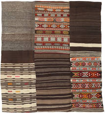 Kilim Patchwork Rug 204X227 Brown/Orange Wool, Turkey Carpetvista