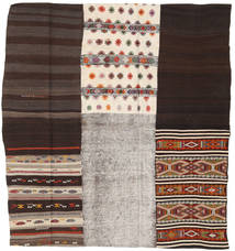 絨毯 キリム パッチワーク 190X204 正方形 茶色/ベージュ (ウール, トルコ)