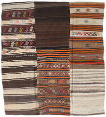 絨毯 キリム パッチワーク 217X237 正方形 茶色/ベージュ (ウール, トルコ)