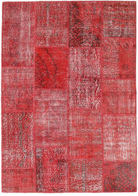 163X232 Patchwork Teppich Moderner Rot (Wolle, Türkei) Carpetvista