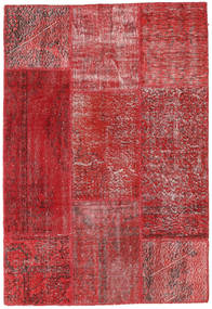 Patchwork Tapete 140X200 Lã Vermelho Pequeno Carpetvista