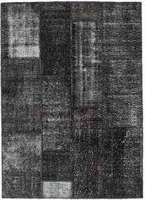Patchwork Rug 120X185 Dark Grey/Grey Wool, Turkey Carpetvista