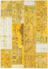161X230 Patchwork Teppich Moderner Gelb/Orange (Wolle, Türkei) Carpetvista
