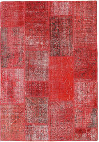 161X234 Patchwork Teppe Moderne Rød (Ull, Tyrkia) Carpetvista