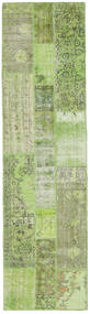  Patchwork Rug 82X303 Wool Green Small Carpetvista