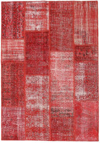 160X229 Patchwork Teppich Moderner Rot (Wolle, Türkei) Carpetvista