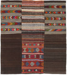 Kilim Patchwork Rug 214X242 Brown/Red Wool, Turkey Carpetvista