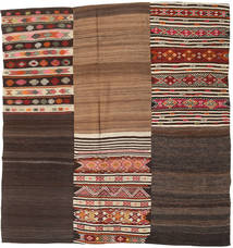 Kilim Patchwork Rug 216X230 Square Brown/Orange Wool, Turkey Carpetvista