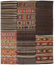 Kilim Patchwork Rug 194X234 Brown/Beige Wool, Turkey Carpetvista