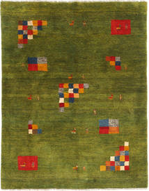 155X198 絨毯 ギャッベ ペルシャ モダン ダークグリーン/ダークイエロー (ウール, ペルシャ/イラン) Carpetvista