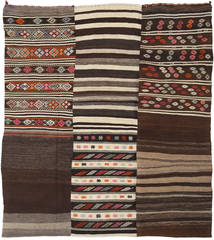 Kilim Patchwork Rug 211X232 Brown/Beige Wool, Turkey Carpetvista