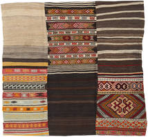 絨毯 キリム パッチワーク 214X222 正方形 茶色/ベージュ (ウール, トルコ)
