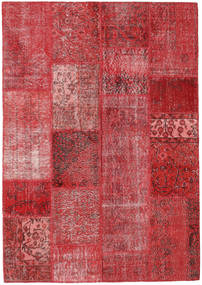 162X231 Patchwork Teppich Moderner Rot (Wolle, Türkei) Carpetvista