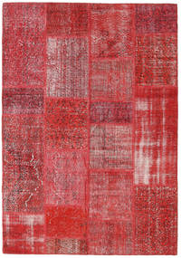 161X230 Patchwork Teppich Moderner Rot (Wolle, Türkei) Carpetvista