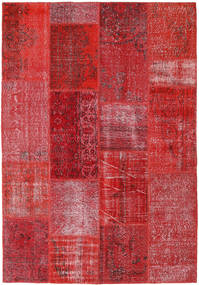 Patchwork Rug 160X230 Red Wool, Turkey Carpetvista