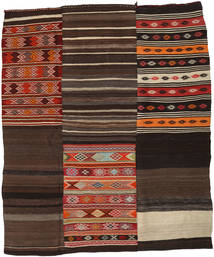 Kilim Patchwork Rug 219X262 Brown/Red Wool, Turkey Carpetvista