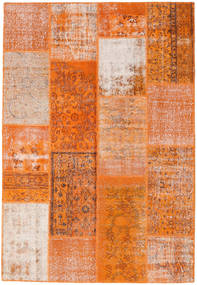162X236 Patchwork Teppich Moderner Orange/Beige (Wolle, Türkei) Carpetvista
