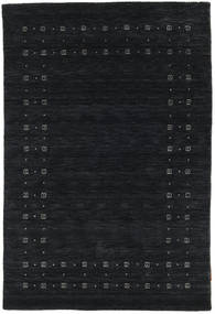  120X180 Plain (Single Colored) Small Loribaf Loom Fine Delta Rug - Black/Grey Wool