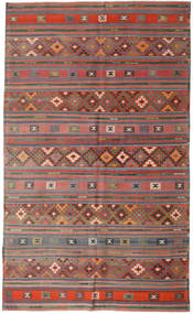 196X327 絨毯 オリエンタル キリム トルコ レッド/グレー (ウール, トルコ) Carpetvista