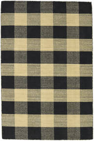  120X180 Checkered Small Check Kilim Rug - Black Wool