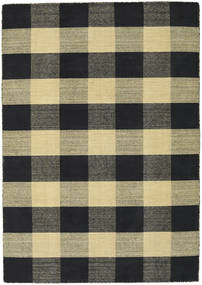 Check Kilim 140X200 Small Black Checkered Wool Rug
