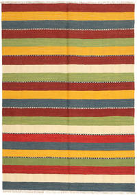 140X198 Kelim Vloerkleed Oosters Rood/Groen (Wol, Perzië/Iran) Carpetvista