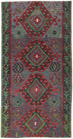  Kilim Turkish Rug 157X300 Wool Dark Grey/Red Small Carpetvista
