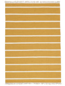  140X200 Striped Small Dhurrie Stripe Rug - Mustard Yellow/Yellow Wool