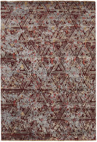 206X299 Tapete Damask Moderno Castanho/Vermelho Escuro (Lã, Índia) Carpetvista