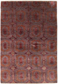 169X242 Damask Teppe Moderne Rød/Brun ( India) Carpetvista