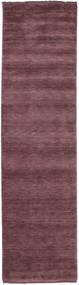 Handloom Fringes 80X300 Small Dark Purple Plain (Single Colored) Runner Wool Rug