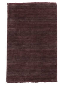  100X160 Plain (Single Colored) Small Handloom Fringes Rug - Dark Purple Wool