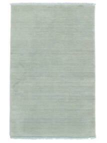 Handloom Fringes 100X160 Small Light Teal Plain (Single Colored) Wool Rug