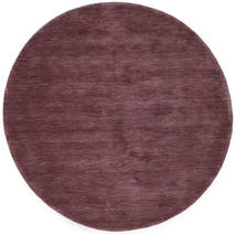 Ø 150 Plain (Single Colored) Small Handloom Rug - Dark Purple Wool