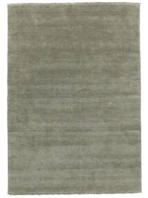 Handloom Fringes 160X230 Light Green Plain (Single Colored) Wool Rug