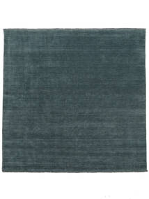  Wool Rug 250X250 Handloom Fringes Dark Teal Square Large