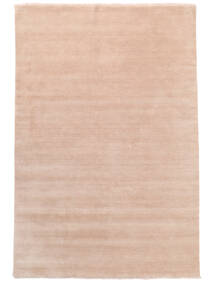 Handloom Fringes 200X300 Light Pink Plain (Single Colored) Wool Rug