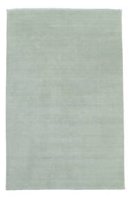 Handloom Fringes 200X300 Light Teal Plain (Single Colored) Wool Rug