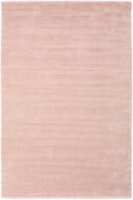  300X400 Plain (Single Colored) Large Handloom Fringes Rug - Light Pink Wool