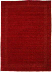  240X340 Plain (Single Colored) Large Handloom Gabba Rug - Red Wool