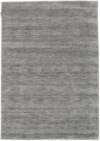  140X200 Plain (Single Colored) Small Handloom Gabba Rug - Grey Wool, 