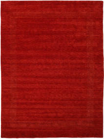  210X290 Plain (Single Colored) Handloom Gabba Rug - Rust Red Wool